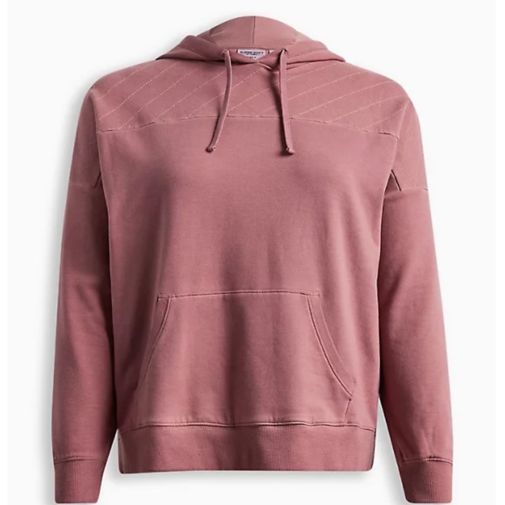 TORRID RELAXED SUPER SOFT FLEECE QUILTED YOKE DROP SHOULDER HOODIE SIZE 00 or 2